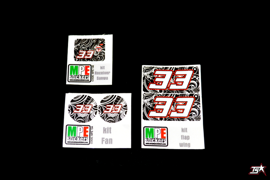 MR33 Sticker Set - Flap Wing, Receiver 482 Sanwa, Fan Kit (2) MR33-SSe ...