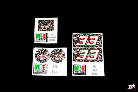 MR33 Sticker Set - Flap Wing, Receiver 482 Sanwa, Fan Kit (2) MR33-SSet