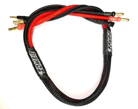 Charging lead Full nylon wrap (Red/black) 4/5mm plated male tube plug (battery) - Speedy RC